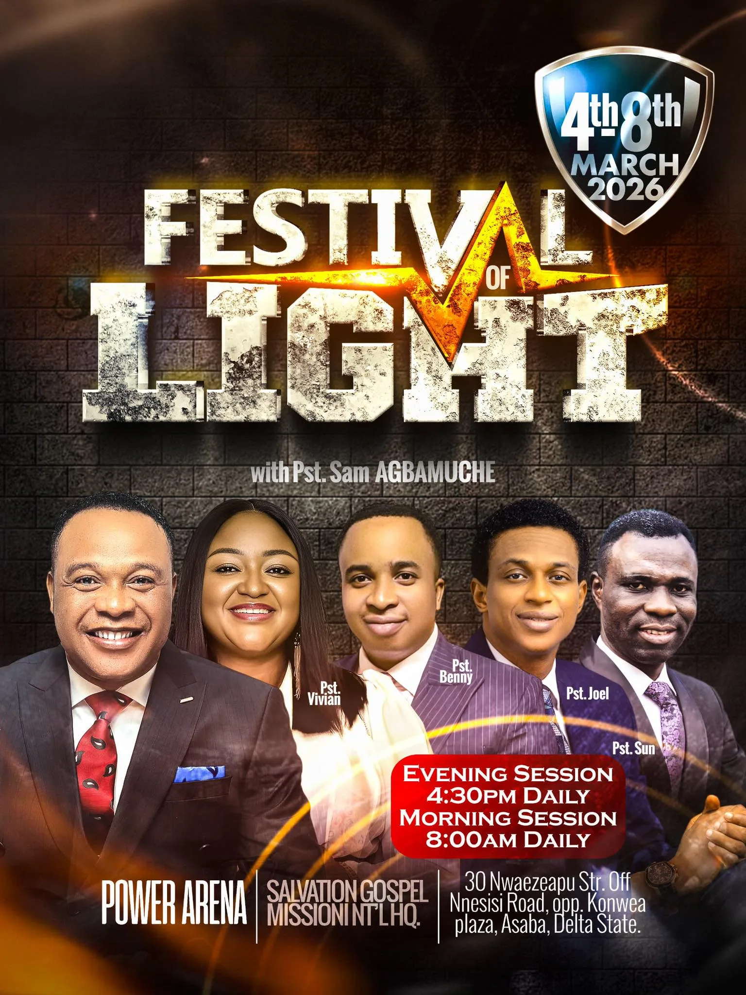 Festival of Light 2026 in Asaba – Salvation Gospel Mission International with Pastor Sam Agbamuche