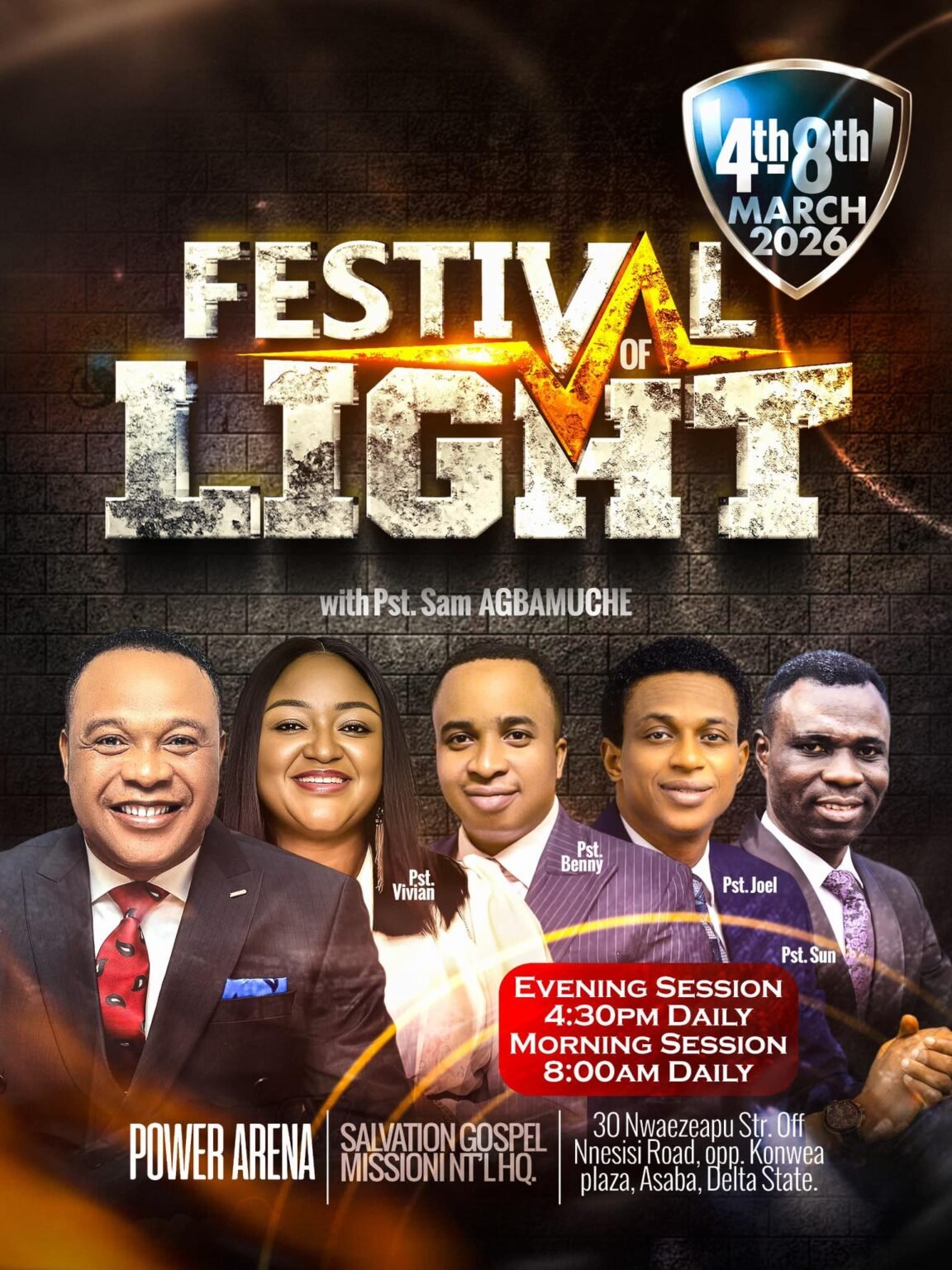 Festival of Lights 2026 with Pastor Sam Agbamuche in Asaba, Delta State